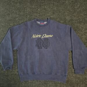 Vintage 80s Notre Dame Gold Embroidered Crewneck. Made in USA